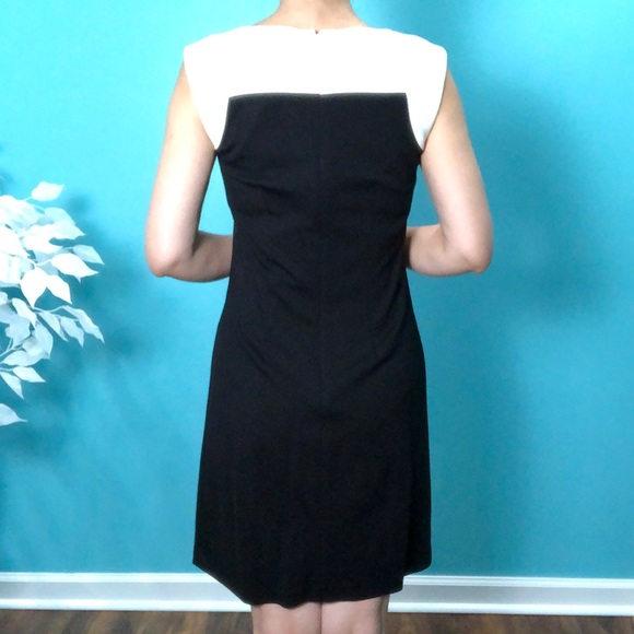 White House and Black Market Black & White Color block Sleeveless A Line Dress - Picture 3 of 9